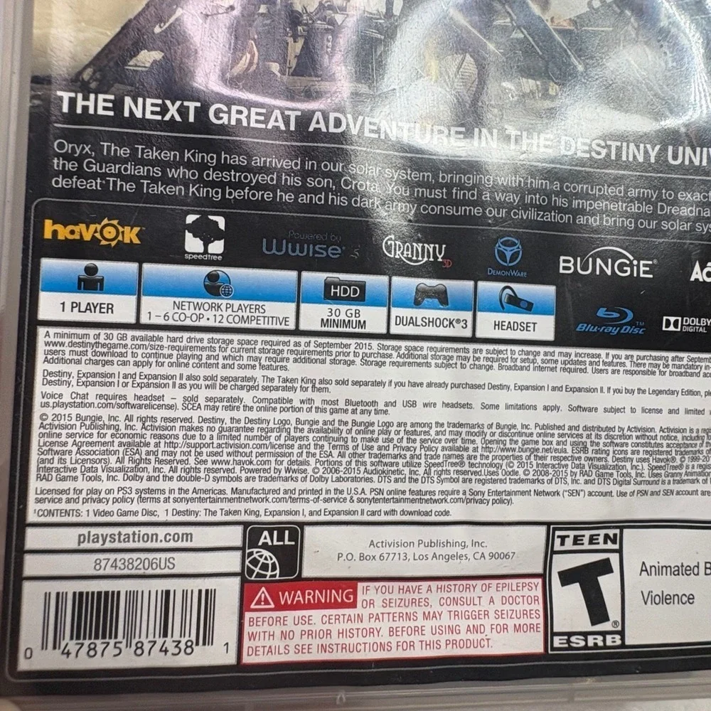 Destiny The Taken King Legendary Edition PS3 Bundle 5 Discs BUNDLE LOT